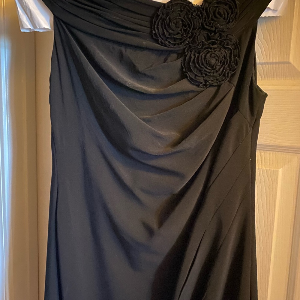 Elegant Black Dress with Floral Accents